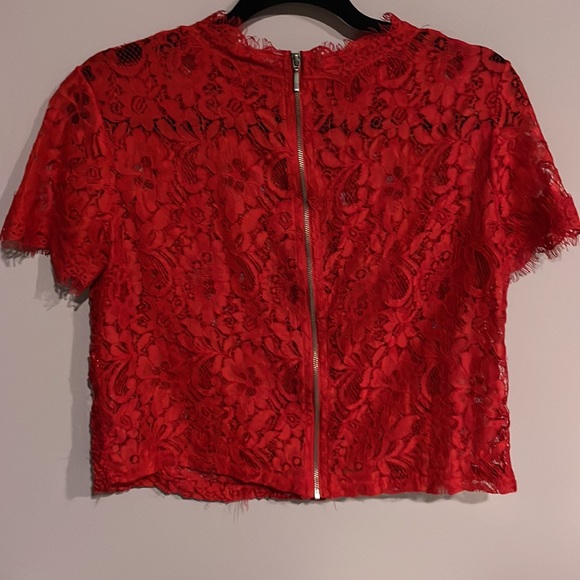 Zara Red Lace Blouse - Picture 3 of 4